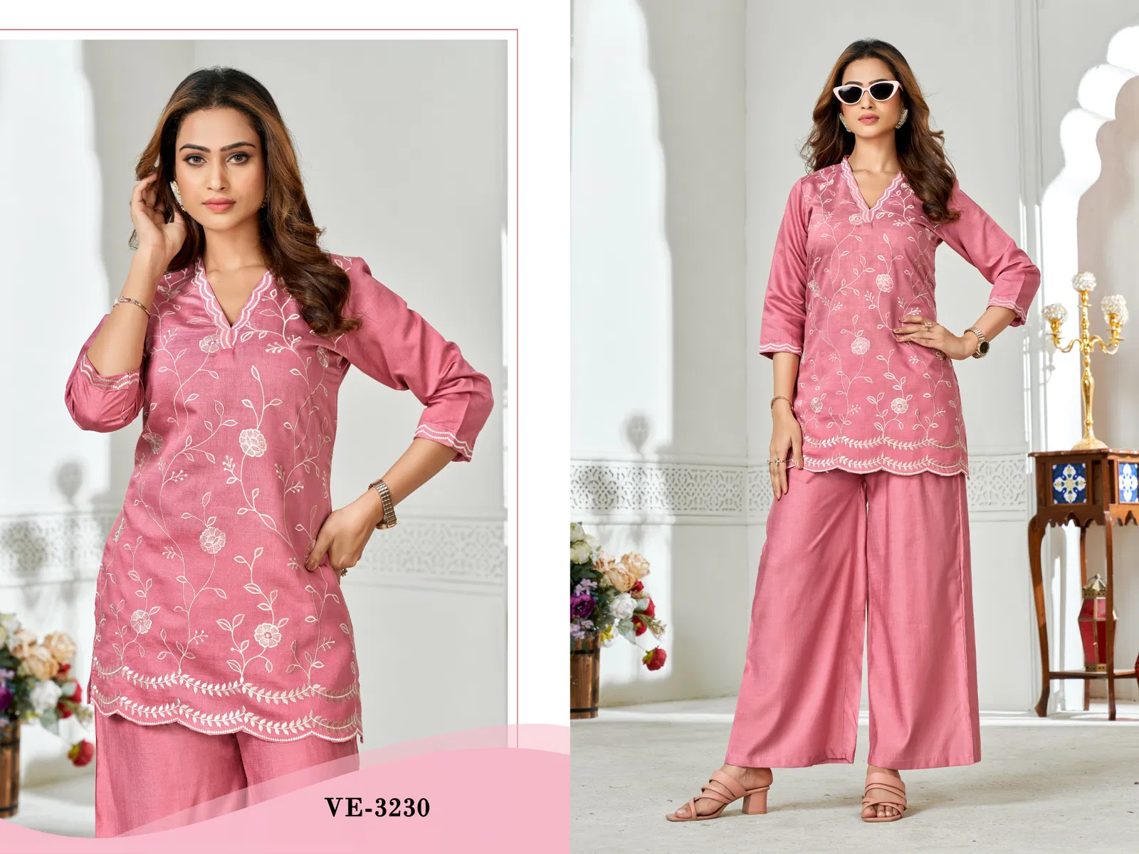 Ladies Flavour 3230 And 3231 Vatican Embroidery Top With Bottom Suppliers In India